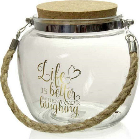 Barattolo Vetro Maniglia Corda Tappo In Sughero 14.7x14cm Decorato 1,5 Lt 758386 Casa e cucina/Organizzazione interni/Contenitori e barattoli da cucina/Vasetti e barattoli per conserve/Barattoli Trade Shop italia - Napoli, Commerciovirtuoso.it