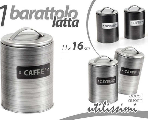 Barattolo Zucchero Caff? Contenitore Cucina Latta Satinato Moderno 11x16cm 759819 Casa e cucina/Stoviglie/Piatti ciotole e vassoi/Lattiere e zuccheriere/Zuccheriere Trade Shop italia - Napoli, Commerciovirtuoso.it