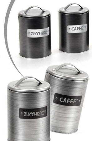 Barattolo Zucchero Caff? Contenitore Cucina Latta Satinato Moderno 11x16cm 759819 Casa e cucina/Stoviglie/Piatti ciotole e vassoi/Lattiere e zuccheriere/Zuccheriere Trade Shop italia - Napoli, Commerciovirtuoso.it