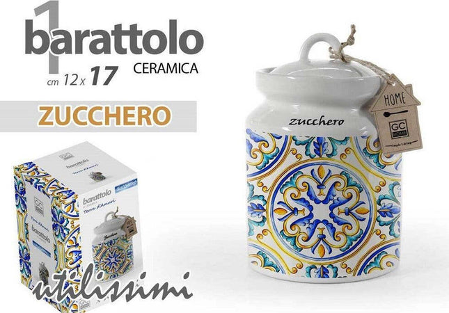 Barattolo Zucchero Ceramica Ermetico Cucina Bianco Mediterraneo 17x12 Cm 818998 Casa e cucina/Organizzazione interni/Organizzazione bagno/Barattoli Trade Shop italia - Napoli, Commerciovirtuoso.it