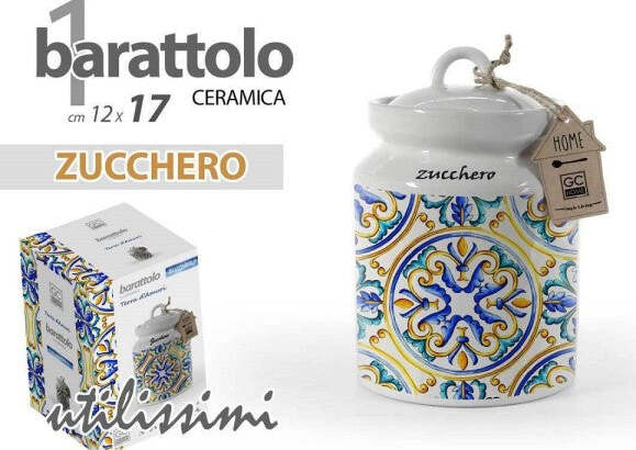 Barattolo-Zucchero-Ceramica-Ermetico-Cucina-Bianco-Mediterraneo-17x12-Cm-818998