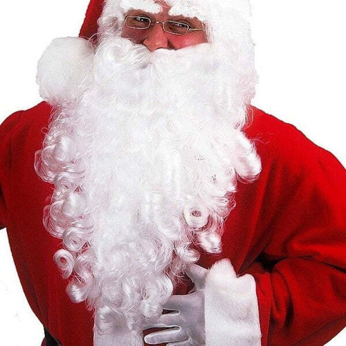 Barba-Bianca-Babbo-Natale-Realistica-Accessorio-Vestito-Santa-Claus-Taglia-Unica
