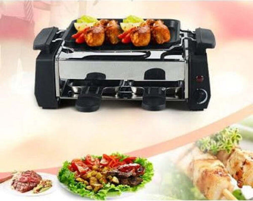 Barbecue-Elettrico-Grill-Da-Tavolo-Campeggio-2-Vaschette-1000-Watt-1000w-Hy9098