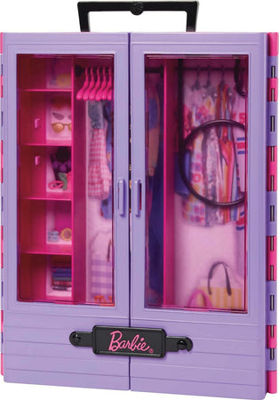 Barbie---armadio-moda-fashion-accessorio-con-ante-semitrasparenti,-vani-portaoggetti,-appendiabiti-estraibile,-6-grucce,-giocattolo-e-regalo-per-bambini-3+-anni,-hjl65