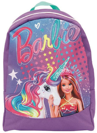 Barbie Zainetto " I Believe " Zaino per Bambine Lilla Con Fantasia Barbie E Unicorno Chiusura Zip, 1 Manico E Spallacci