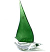 Barca a Vela Verde Scultura in Vetro Veneziano 29x21cm Opera di Artigianale in Vetro Di Murano Fatta a Mano 100% Venezia Made in Italy