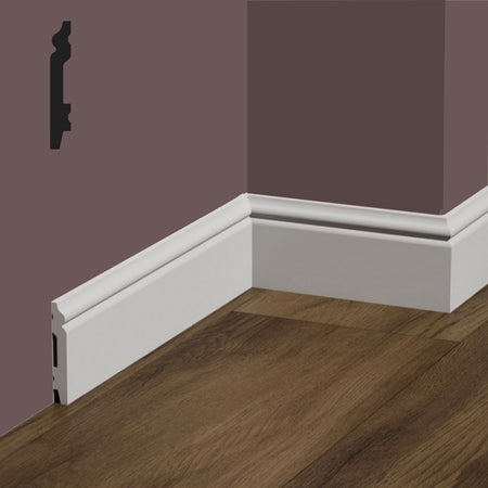 bancale da 84ml di Battiscopa BAROCCO in POLIMERI FeelingWood-HD 71x11mm - BIANCO - Eternal Parquet