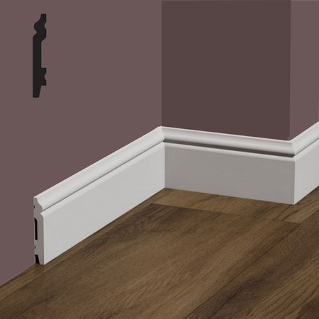 bancale da 84ml di Battiscopa BAROCCO in POLIMERI FeelingWood-HD 71x11mm - BIANCO - Eternal Parquet