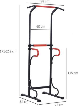 Barra-per-Trazioni-Power-Tower-Stazione-Fitness-Multifunzione-con-Altezza-Regolabile-171-219cm-Nero-Rosso-SF3A91-105SF3