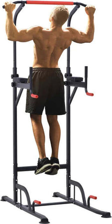 Barra-per-Trazioni-Power-Tower-Stazione-Fitness-Multifunzione-Regolabile-189-239cm-in-Acciaio-Nero-Rosso-BH6A91-106BH6