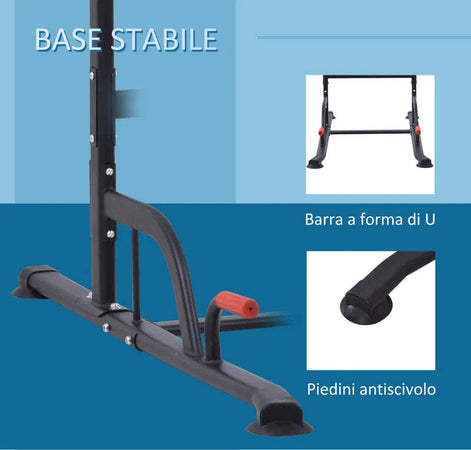 Barra-per-Trazioni-Power-Tower-Stazione-Fitness-Multifunzione-Regolabile-189-239cm-in-Acciaio-Nero-Rosso-BH6A91-106BH6