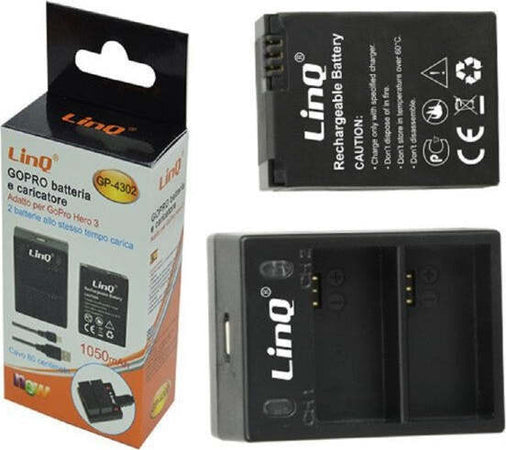 Base-Caricabatteria-Dual-Dock-+-Batteria-1050mah-Adatto-Per-Gopro-Hero-3-Gp-4302