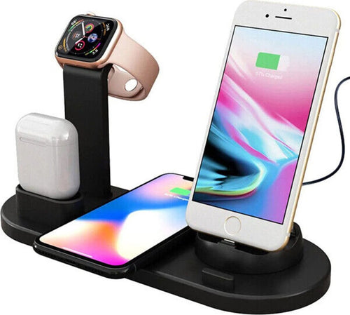 Base di Ricarica Wireless Smartphone Smartwatch Cuffie Multifunzione NERA