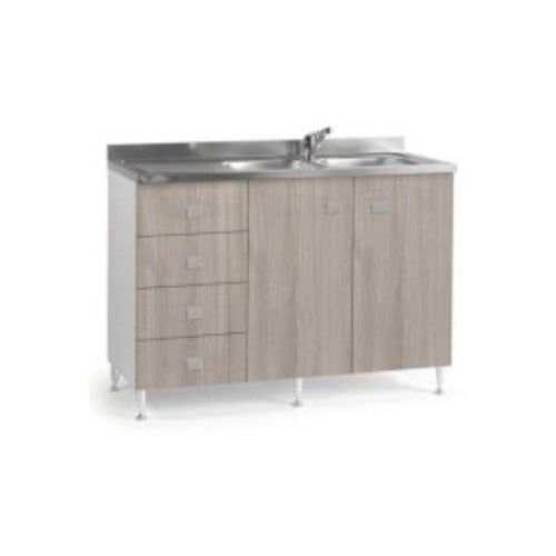 Base lavello 120 con cassettiera a sinistra colore olmo