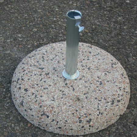 Base in cemento per ombrellone da giardino, marmetta tonda in ghiaia