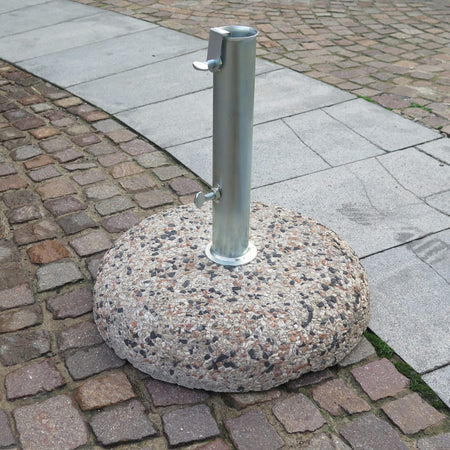 Base in cemento per ombrellone da giardino, marmetta tonda in ghiaia