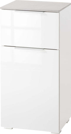 Base singola da bagno bianco lucido e cemento h 82 cm con 1 anta ed 1 cassetto in legno Casa e cucina/Bagno/Mobili da bagno/Mobiletti e armadietti/Mobili a terra Decor Space - Altamura, Commerciovirtuoso.it