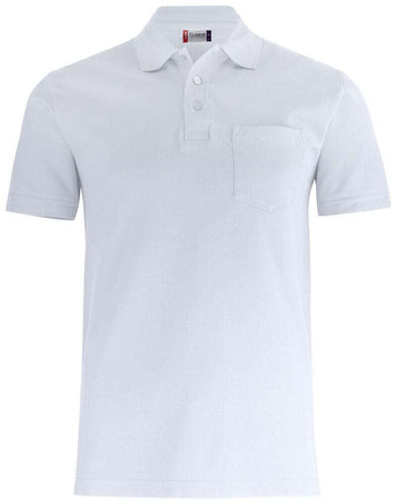 Basic Polo Bianco Polo Manica Corta con Taschino