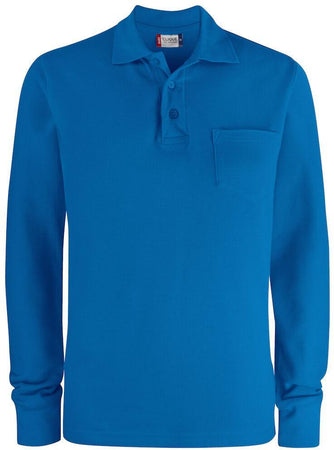 Basic Polo Bianco Polo Manica Lunga con Taschino