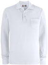Basic Polo Bianco Polo Manica Lunga con Taschino
