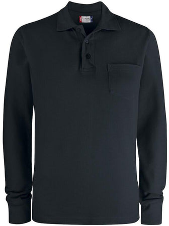 Basic Polo Bianco Polo Manica Lunga con Taschino