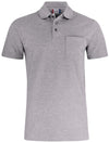 Basic Polo Grigio Melange Polo Manica Corta con Taschino