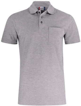 Basic Polo Grigio Melange Polo Manica Corta con Taschino