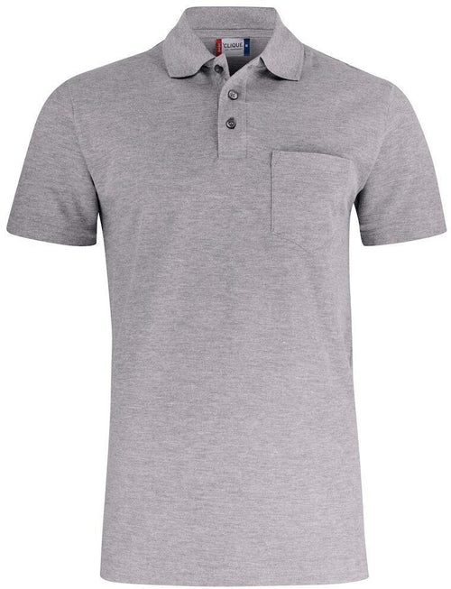 Basic Polo Grigio Melange Polo Manica Corta con Taschino