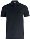 Basic Polo Nero Polo Manica Corta con Taschino