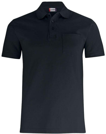 Basic Polo Nero Polo Manica Corta con Taschino