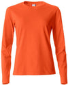 Basic T-Shirt Arancio Donna Maglietta Manica Lunga Cotone