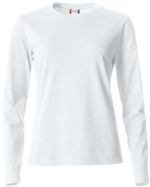 Basic T-Shirt Bianco Donna Maglietta Manica Lunga Cotone