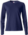 Basic T-Shirt Blu Donna Maglietta Manica Lunga Cotone