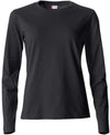 Basic T-Shirt Nero Donna Maglietta Manica Lunga Cotone