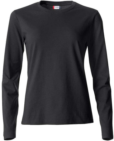 Basic T-Shirt Nero Donna Maglietta Manica Lunga Cotone