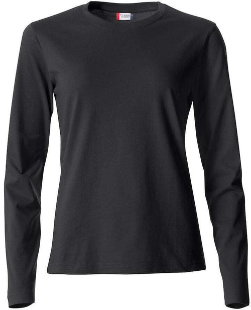 Basic T-Shirt Nero Donna Maglietta Manica Lunga Cotone