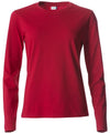 Basic T-Shirt Rosso Donna Maglietta Manica Lunga Cotone
