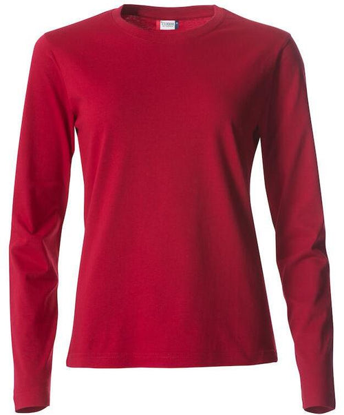 Basic T-Shirt Rosso Donna Maglietta Manica Lunga Cotone