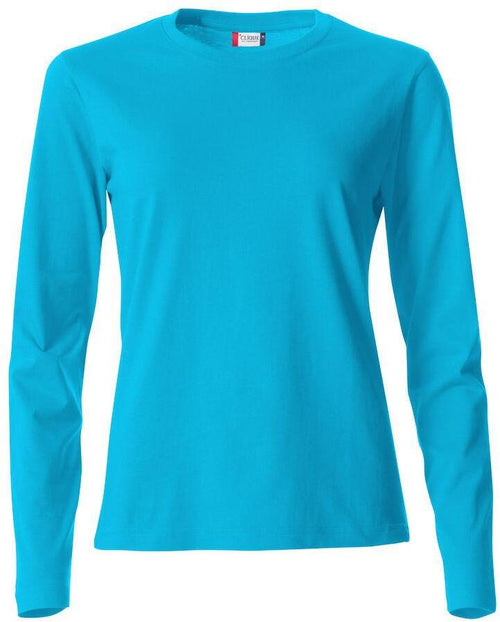 Basic T-Shirt Turchese Donna Maglietta Manica Lunga Cotone