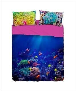 Bassetti-Completo-lenzuola-effetto-copriletto-matrimoniale-stampato-in-digitale-su-cotone-100%-art.-Coral-reef-col.-blu