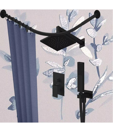 Bastone Asta Per Tenda Doccia Barra Curva Angolare Nera 90x90cm Universale 87236