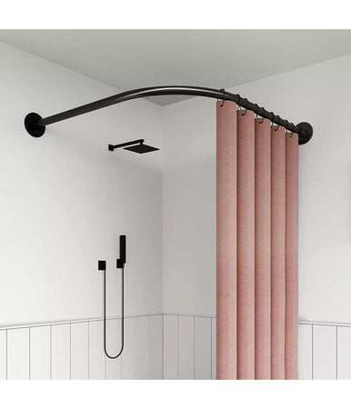 Bastone Asta Per Tenda Doccia Barra Curva Angolare Nera 90x90cm Universale 87236