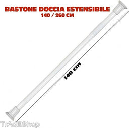 Asta Tendina Doccia Telescopica In Acciaio Inox - Regolabile 72-130 Cm Con 2 Supporti - Senza Fori - 2