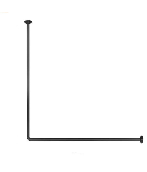 Bastone Asta Tenda Doccia Barra A L 2 Lati Angolare Nera 80x80cm Universale 87235