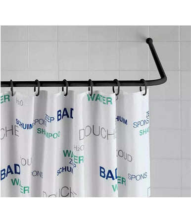 Bastone Asta Tenda Doccia Barra A L 2 Lati Angolare Nera 80x80cm Universale 87235
