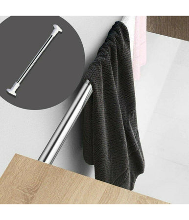 Bastone Asta Tenda Doccia Barra Telescopico 70-120cm Alluminio Piedini Bianchi 59796