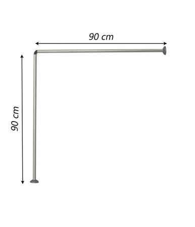 Bastone Per Tenda Doccia Universale Angolare A L Con Aste 90x90 Cm Argento 79520