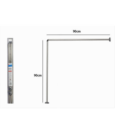 Bastone Per Tenda Doccia Universale Angolare A L Con Aste 90x90 Cm Argento 79520