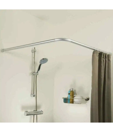 Bastone Per Tenda Doccia Universale Angolare A L Con Aste 90x90 Cm Argento 79520