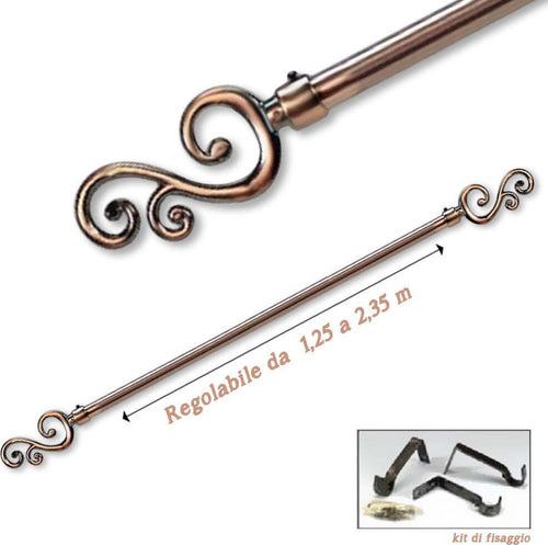 BASTONE PER TENDE IN METALLO PUNTALE A PIANTA ASTA REGOLABILE COLORE RAME Casa e cucina/Bagno/Accessori per il bagno/Tende da doccia binari e ganci/Bastoni e telai per tende Trade Shop italia - Napoli, Commerciovirtuoso.it